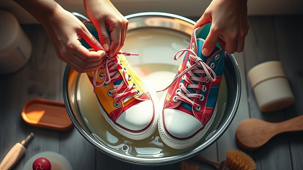 soak and remove laces
