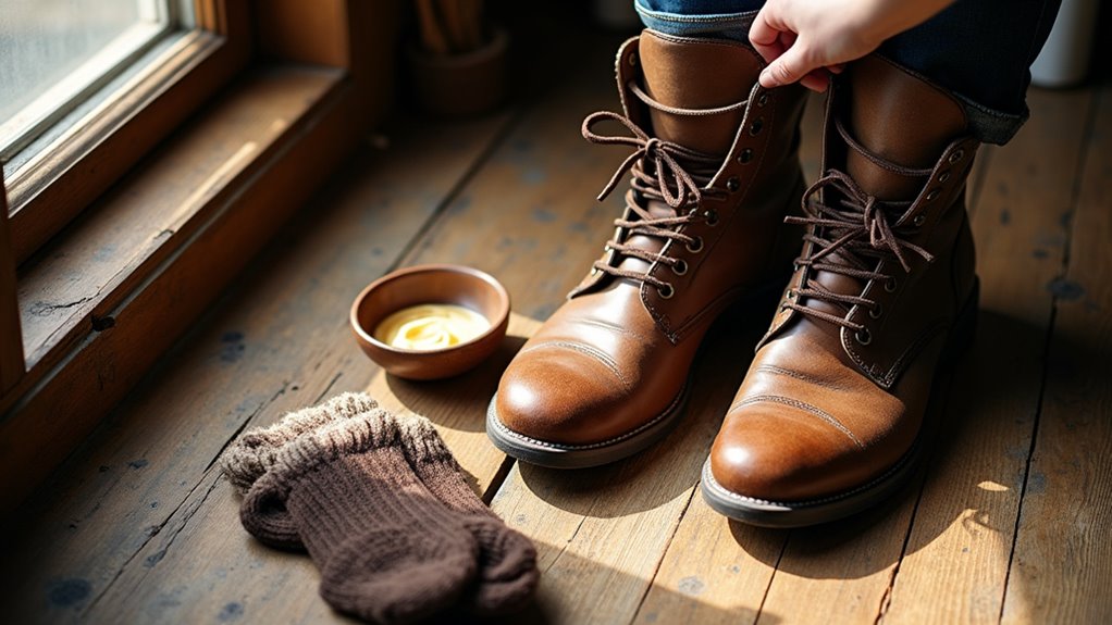 break in leather boots carefully